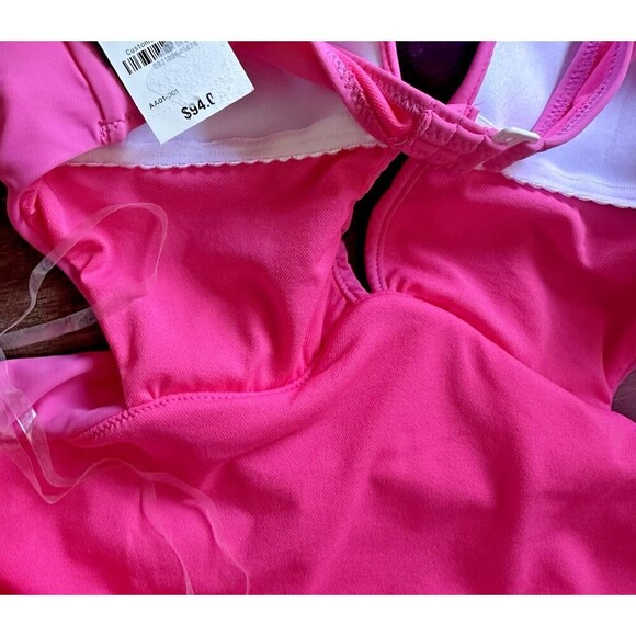 Bar III Women's Draped Monokini one piece Swimsuit  Candy Pink L - Picture 6 of 6